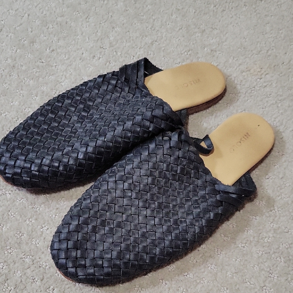 Black Woven Slip-On Shoes